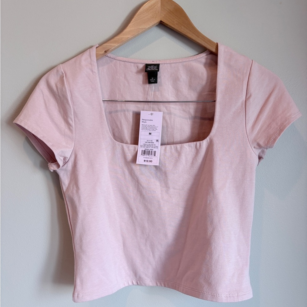 NWT Target Wild Fable Light Pink Scoop Neck Crop Top Size Medium